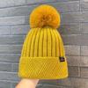 Sombrero de Lana Smiley de Color Sólido para Otoño e Invierno con Forro Polar Gorro para la Cabeza para Exteriores para el Frío Cálido Combinable Casual con Bola de Pelo Sombrero Tejido para Mujer