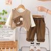 Bolsa Linda para Bebé de Un Año Ropa de Otoño 2025 Primavera y Otoño Nuevo Estilo Ropa de Moda para Niñas Chaleco para Niñas Conjunto de Tres Piezas