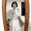 Camiseta Interior Base de Algodón Puro Blanco para Mujer 2026 Nueva de Cuello Redondo Holgada Talla Grande Manga Larga para Mujer Top para Usar Solo a Principios de Otoño para Mujer