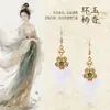 Pendientes de Plata 925 con Cierre de Mariposa, Nuevos Pendientes Estilo Chino Imitación Jade Hetian Hebilla de Paz, Clavos para Orejas Estilo Palacio, Ganchos para Orejas para Mujer Cheongsam Hanfu