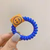 Corda de Celular Nova Simples Cor de Doce, Faixa de Cabelo Cor Fluorescente Rosto Sorridente Etiqueta de Pano Corda de Cabelo Não Machuca o Cabelo Corda para Cabeça Acessórios de Cabelo