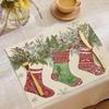 Decoración Popular de Fiesta Navideña de Temu, Mantel Individual Estilo Occidental con Estampado de Reno y Muñeco de Nieve, Mantel Resistente al Calor, Versátil Mantel de Poliéster para Otoño e Invierno