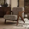 Sillón de Raya Retro Marco de Madera Maciza Sillón Individual de Madera Maciza Sillón con Reposabrazos Angulado Sala de Estar Balcón Recepción