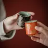 Taza Maestra de la Dinastía Tang y Song Pintada en Oro Bermellón con Elementos de Fénix, Taza de Té Cerámica Dorada Pintada a Mano Propicia para Uso Doméstico