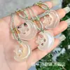 Pingente Buda Lua Branca de Jade Gelo Natural de Alta Qualidade, Saco da Sorte em Forma de Folha de Ágata Cor Champagne, Ornamento de Fechadura Ruyi Dupla Face