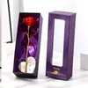 Caja de regalo con ventana para el Día de San Valentín, caja de regalo con papel de aluminio dorado y oro rosa, rosa con base, rosa dorado, rosa hecho a mano