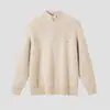 Suéter de moda popular de marca transfronteriza, con media cremallera y cuello alto, en color caqui, gris y negro, en stock, pedido completo, manga larga, cuello redondo