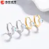 Brincos de Pedra da Lua em Prata 925 para Mulheres, Argolas Lisas Minimalistas, Joias de Luxo Leve de Alta Qualidade, Brincos de Design Exclusivo, Argolas de Orelha