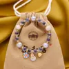 Pulsera de Ágata Corazón de Azúcar Estilo Punto Turístico de Pekín, Joyería Budista Cultural y Creativa, Pulsera Deslumbrante Clara como el Hielo