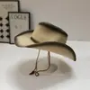 Comercio Exterior Venta Caliente Sombrero Vaquero Rizado de Doble Color para Primavera y Verano Moda Casual Sombrero de Paja Protector Solar Sombrero de Sol para Exteriores