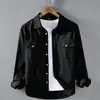Camisa de Manga Larga para Hombre de Trabajo de Primavera y Otoño Nueva Holgada Versátil Color Sólido Ropa Exterior Tendencia Japonesa Chaqueta Camisa Casual