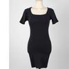 Estilo Coreano 2026 Verano Nueva Moda Ajustado Escotado Bodycon Sexy Cuadrado Color Sólido Vestido Corto Vestido de Moda para Mujer