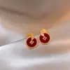 Nuevos Pendientes Rojos Estilo Chino para Mujer, Pendientes de Lujo Ligero Retro de Nicho, Joyería de Oreja Exquisita Elegante y Versátil