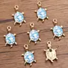 10 cores 13*24mm Acessórios de joias de liga DIY Cor dourada KC impressão a óleo animal charm pingente de tartaruga