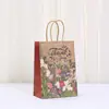 Bolsa de regalo universal vintage transfronteriza, bolsa pequeña exquisita de alta gama de papel kraft de agradecimiento, bolso de mano floral fresco