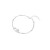 Ticky disparo real simple pulsera de plata de ley 925 doble flor de cerezo femenina pequeña fresca flor Mori viajero Joker