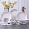 Un juego de cuencos y platos para uso doméstico, un juego completo de cuencos de cerámica, vajilla linda, cuencos para sopa, cuencos para fideos, cuencos para arroz, platos de dibujos animados y madera con patrón de roca