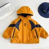 Wind Valley 2026 Invierno Nuevo Estilo Coreano Bloques de Color Chaqueta Cortavientos Acolchada con Capucha para Niños Chaqueta Elegante y Cálida para Niños