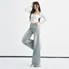 Calça jeans flare de cintura alta, elástica, lavagem vintage azul desgastado, transfronteiriça, para mulheres, novo modelo de início de outono de 2026, modeladora e que levanta o bumbum