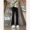 Jeans negros con cremallera para hombre, corte slim, vibra americana, pantalones de moda urbana, marca trendy, elegantes y geniales, de pierna recta, ligeramente acampanados