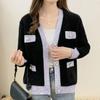 Chaqueta de Terciopelo Visón Fragancia Pequeña Cárdigan de Punto Estilo Holgazán 2025 Otoño Nuevo Invierno Top Holgado para Mujer