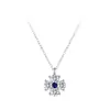 Mejor Vendido Europeo y Americano S925 Plata de Ley Nuevo Exquisito Zafiro Girasol Aretes y Cadena para Clavícula Conjunto de Joyería Elegante para Mujer