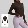 Ropa Nueva de Yoga para Mujer Otoño Invierno Cuello Alto Manga Larga Chaqueta Ropa Deportiva para Correr Pilates Fitness Top