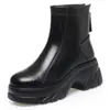 Botines Gruesos de Poliuretano para Otoño e Invierno para Mujer, Tacón Grueso, Aumentadores de Altura, Cierre Trasero, Adelgazantes para Personas Bajas, Botines Ajustados, Botas Martin para Mujer