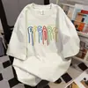 Camisetas Casuais de Verão com Estampa de Letras Estilo Americano para Casais, Marca Tendência Ins, Tops Soltos de Manga Curta para Homens e Mulheres