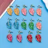 Juego de 14 Colgantes de Hoja de Planta de 7 Colores con Goteo de Aceite de Aleación de Zinc para Pulsera, Collar, Pendientes, Llavero DIY, Accesorios de Joyería