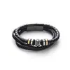 Pulsera tejida de cuero multicapa de moda para hombre, Pulsera personalizada de acero inoxidable de moda con hebilla para mujer, Joyería de lujo ligero con sensación de alta gama
