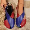 Comercio exterior 2026 primavera/verano sandalias de mujer estilo coreano con tiras cruzadas, puntera abierta, tacón bajo, cuero suave, casual, planas, sin cordones, para uso en exteriores