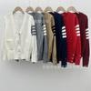 Cardigan de Punto para Mujer con Tres Rayas Tb, Suéter de Moda con Bolsillo, Chaqueta de Manga Larga, Venta al por Mayor