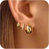 Brincos de Moda Elegantes Europeus e Americanos Transfronteiriços Mais Vendidos com Galvanoplastia de Latão Dourado Real Conjunto de Brincos Versátil para Mulheres de Alto Padrão