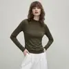 Camiseta térmica de veludo com gola média e mangas compridas, estilo para o dia a dia, para mulheres, novo modelo outono e inverno 2026, camada interna quente que pode ser usada como peça externa