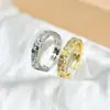 Estilo Coreano Nuevo Textura Tejida Anillo Cepillado para Mujer Cobre Chapado en Oro Circonita Microincrustada Diseño de Nicho Lujo Ligero Anillo Abierto