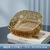 Plato de Fruta de Plástico con Borde Dorado y Diseño de Diamantes para Uso Doméstico, Plato de Bocadillos Multicolor para Sala de Estar, Hotel, Restaurante y Exhibición en Puesto