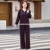 Nuevo Conjunto Deportivo de Primavera y Otoño para Mujeres de Mediana Edad y Mayores, Conjunto de Dos Piezas de Moda con Top Holgado de Manga Larga y Pantalones de Tres Cuartos para Madres
