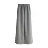 Pantalones de Pierna Ancha Mezcla de Lana Cachemir Otoño Invierno Nuevos de Pierna Recta Monopieza Sueltos Casuales Cintura Elástica Espesados Pantalones Largos