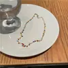 Collar de cuentas de vidrio de colores nuevo de verano para mujer, diseño de nicho, sentido de la moda, cadena para la clavícula, dulce, fresco, accesorios versátiles