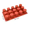 Molde plano redondo para tarta mousse interior de 15 piezas, molde redondo de silicona para sándwich, molde de tambor pequeño, molde para postre, fondant, molde para hornear