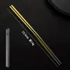 Palillos Cuadrados Medios de Cristal de Hielo de Titanio Puro de 23.5 cm, Palillos Portátiles para Estudiantes, Estuche Portátil de Viaje, Un Palillo por Persona, Antimoho, Antideslizantes