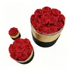 Caja de Regalo Redonda con Borde Dorado de Flores Preservadas de Amazon Transfronteriza para San Valentín, Día de la Madre, Navidad - Rosa Preservada