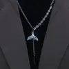 Corrente Longa de Suéter Cauda de Peixe com Zircônia de Diamante Completa Exquisita Nova Acessível Luxo Design de Nicho Colar de Alta Qualidade Estilo Ins Feminino