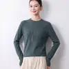 Suéter de punto fino de una sola pieza, redondo y plano, para mujer, holgado y estilizado, top de punto gris para otoño e invierno
