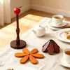 Alfombrilla Aislante Térmico de Madera Maciza con Forma de Árbol de Navidad Creativo, Salvamanteles Doméstico Anti quemaduras, Adorno Decorativo de Mesa, Posavasos para Cafetería Bar