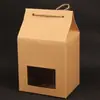 Caja de papel Kraft para té al por mayor Bolsa de papel Kraft con ventana Caja de embalaje para alimentos Embalaje de Papel Kraft