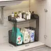 Gabinete de baño Estante de almacenamiento debajo del lavabo Tocador Debajo del lavabo Gabinete de baño Estante de varios niveles Armario de cocina Caja de almacenamiento Cesta extraíble