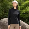 Camiseta Manga Longa Feminina com Meio Zíper para Ciclismo ao Ar Livre, Corrida, Fitness, Yoga, Top Esportivo Respirável de Secagem Rápida