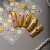 Adesivos Sky Retro Loba Bohemian para Nail Art com Relevo Dourado Decalques de Unha DIY Adesivos Decorativos Adesivos Decorativos Impermeáveis
